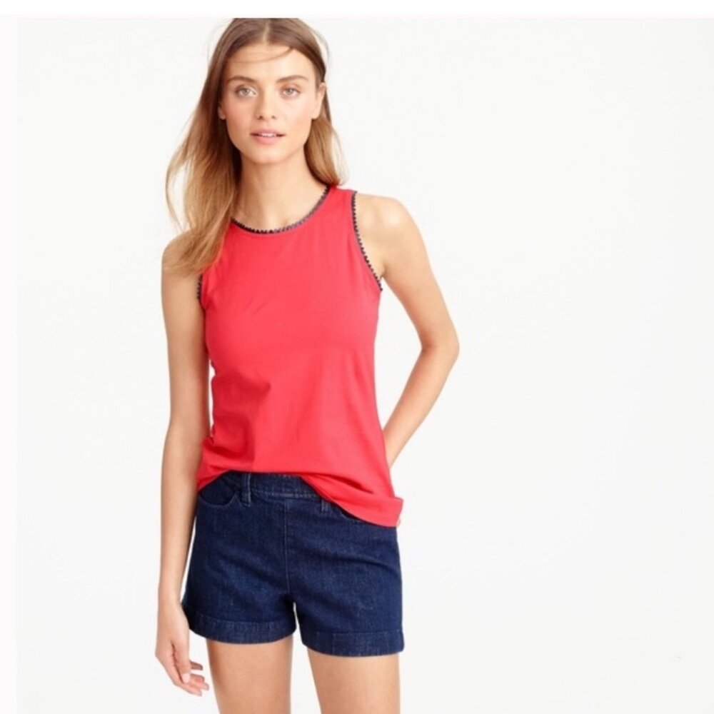J Crew Leather trimmed red tank